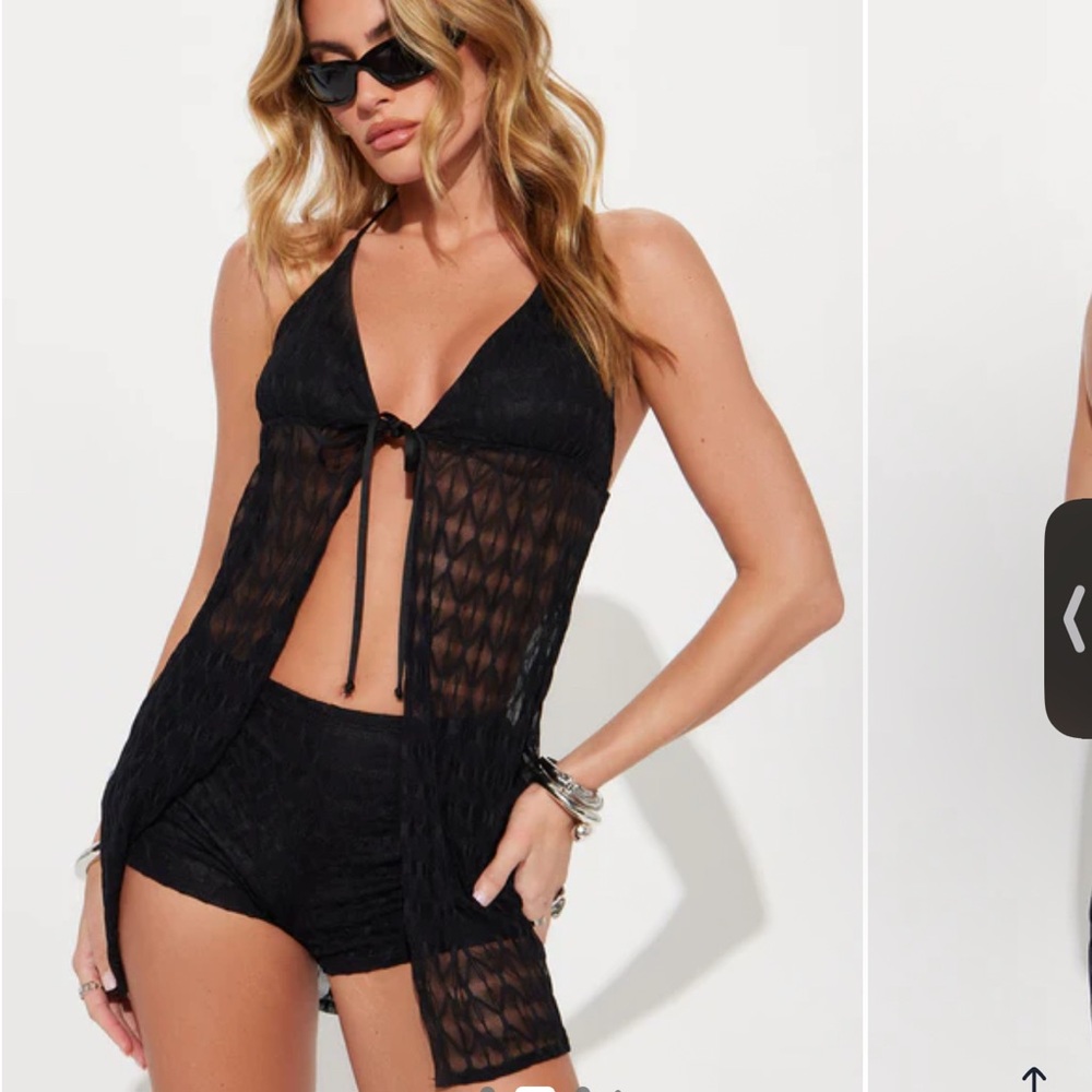 fashion nova black 2 piece lace set
